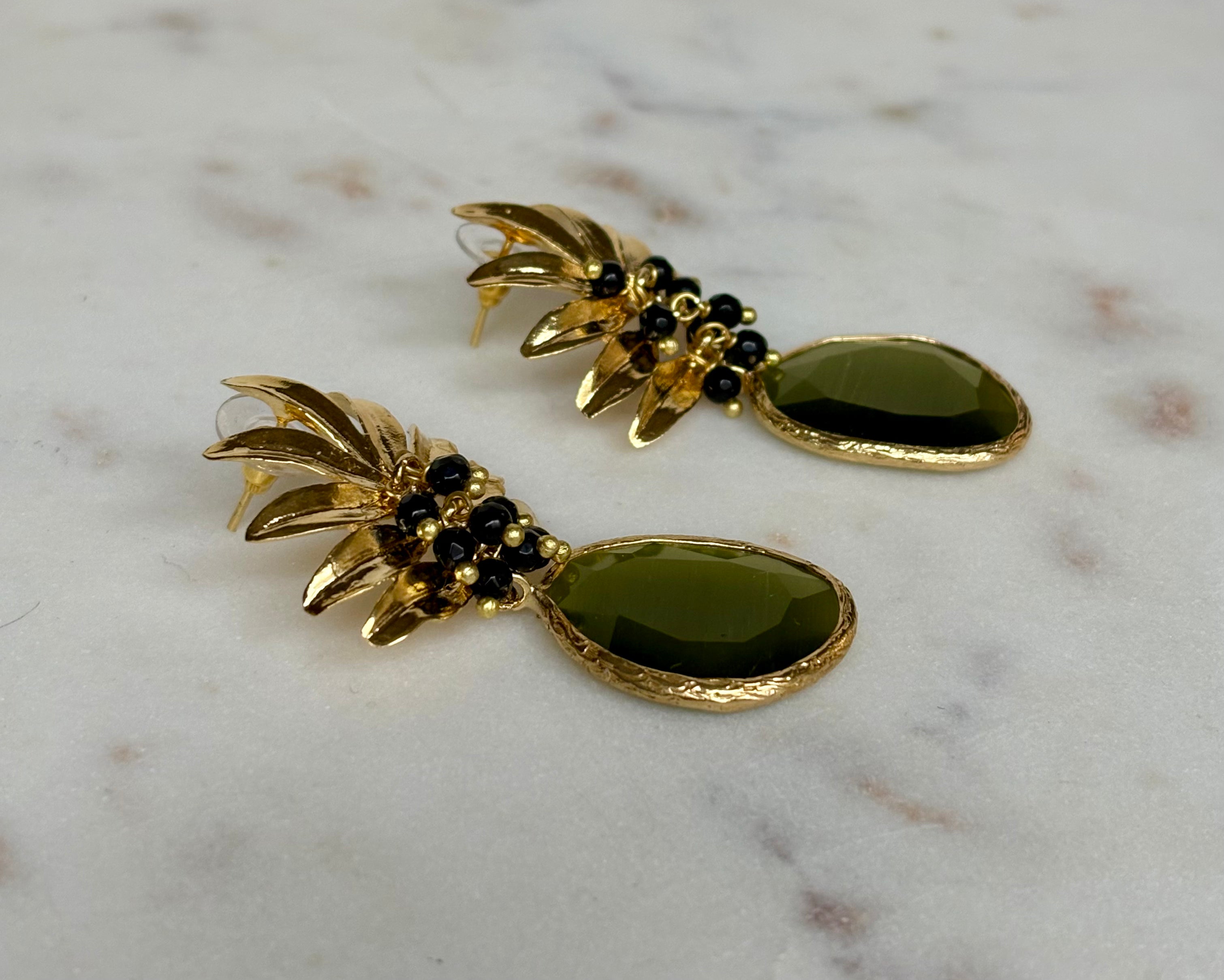 Tropical Pineapple Dangle Earrings in gold