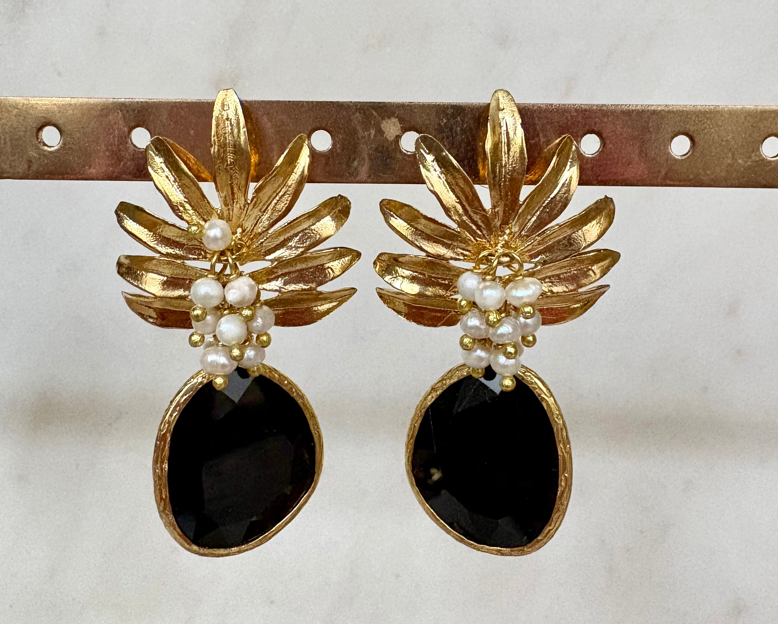 Gold Pineapple Statement Earrings