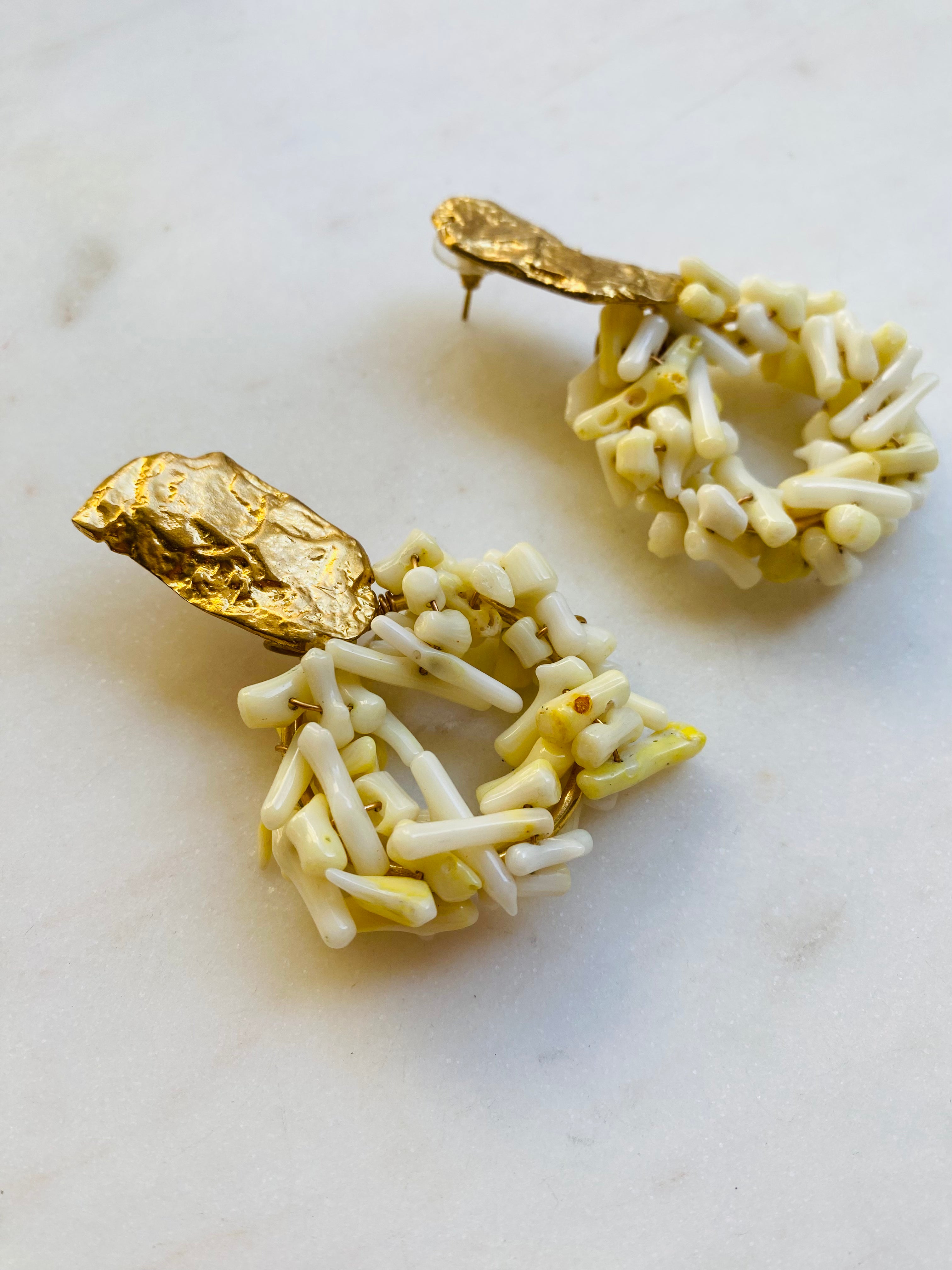 bohemian gold beaded earrings