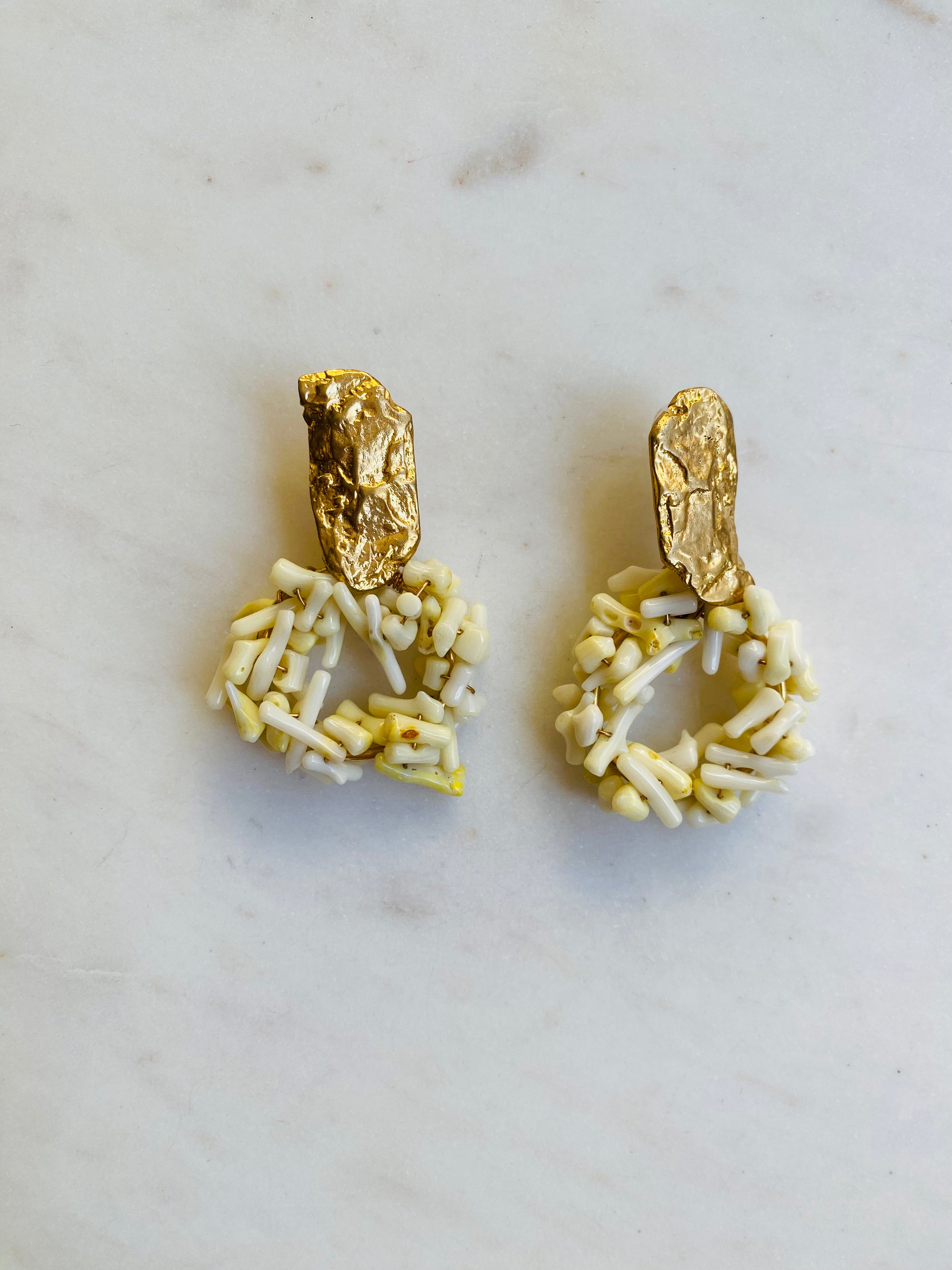 bohemian gold beaded earrings