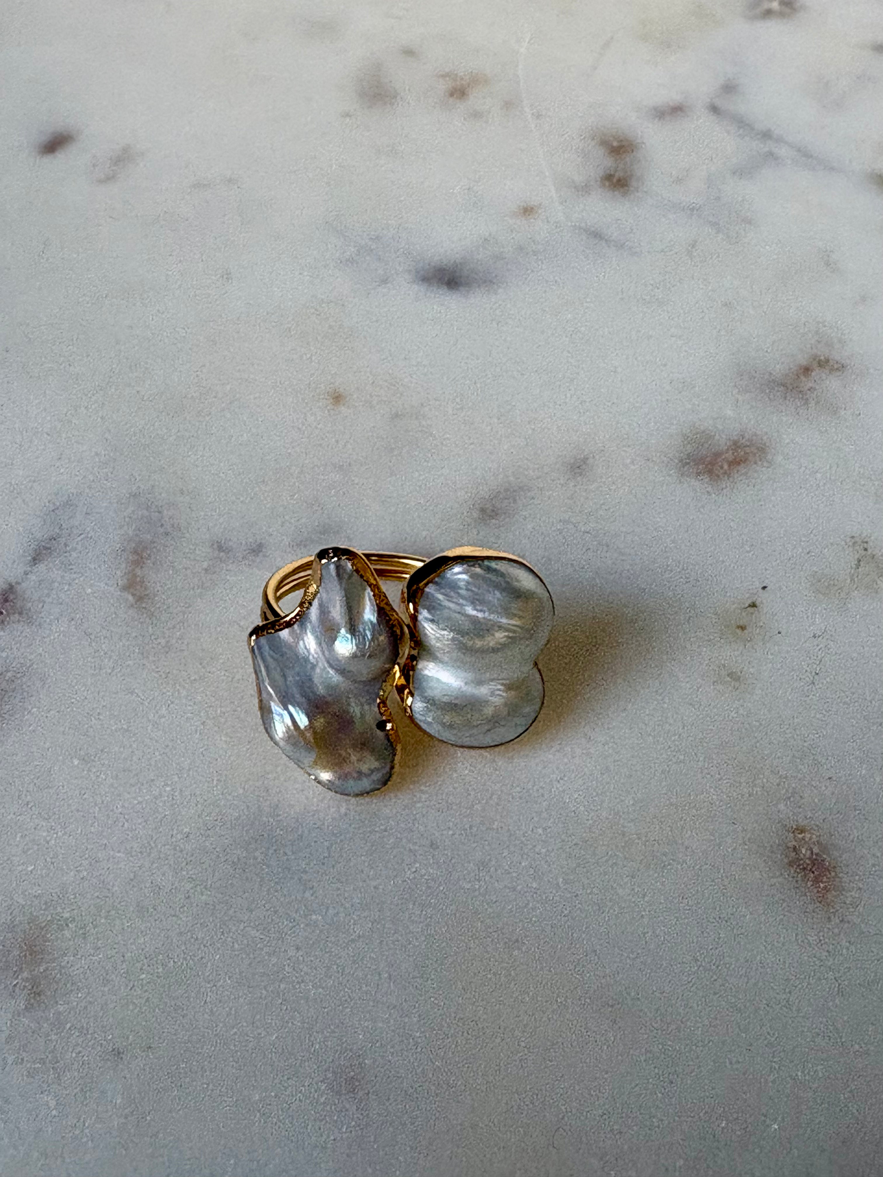 Lune double Pearl Ring