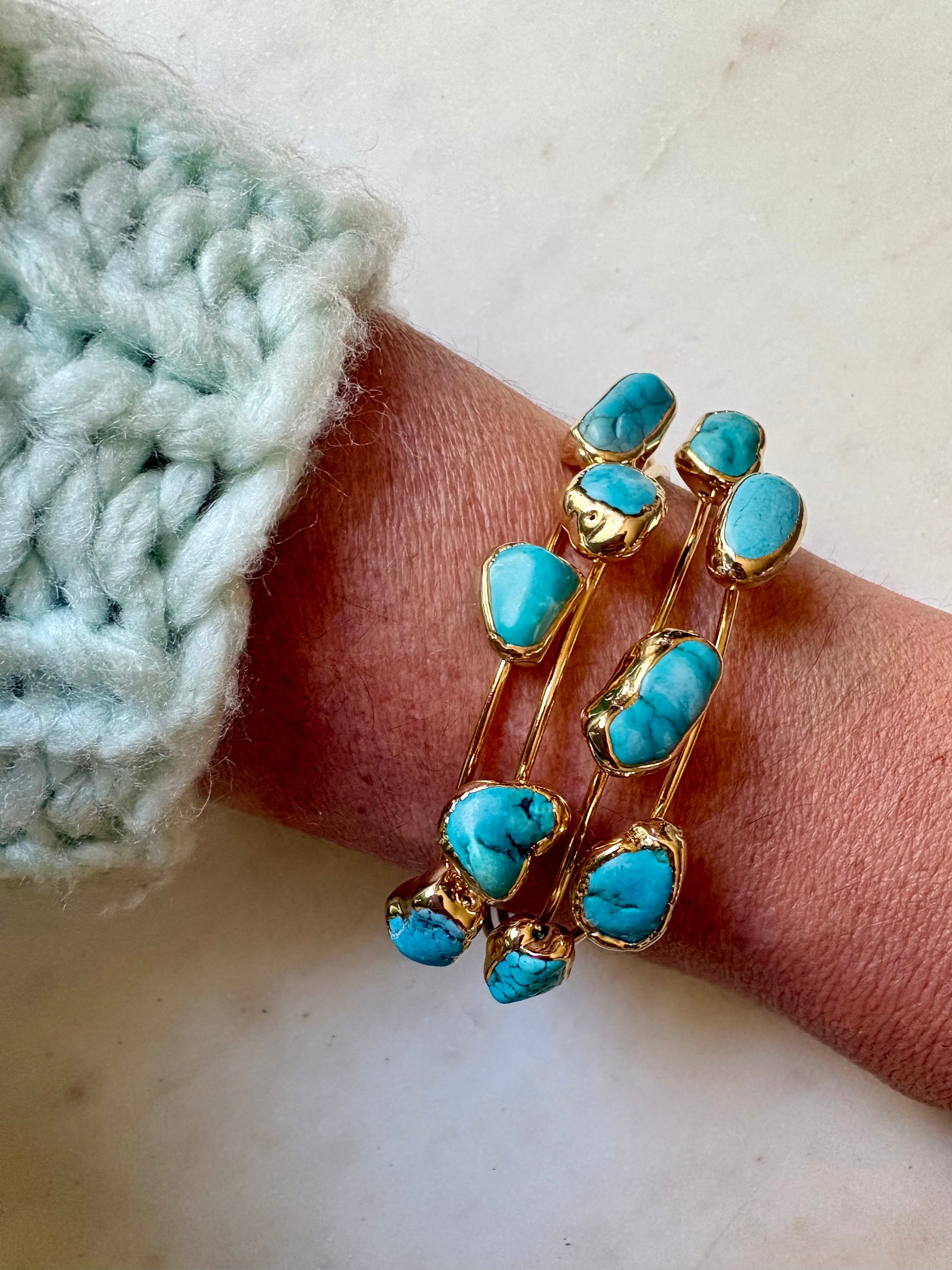Statement Turquoise Stone Bracelet Cuff