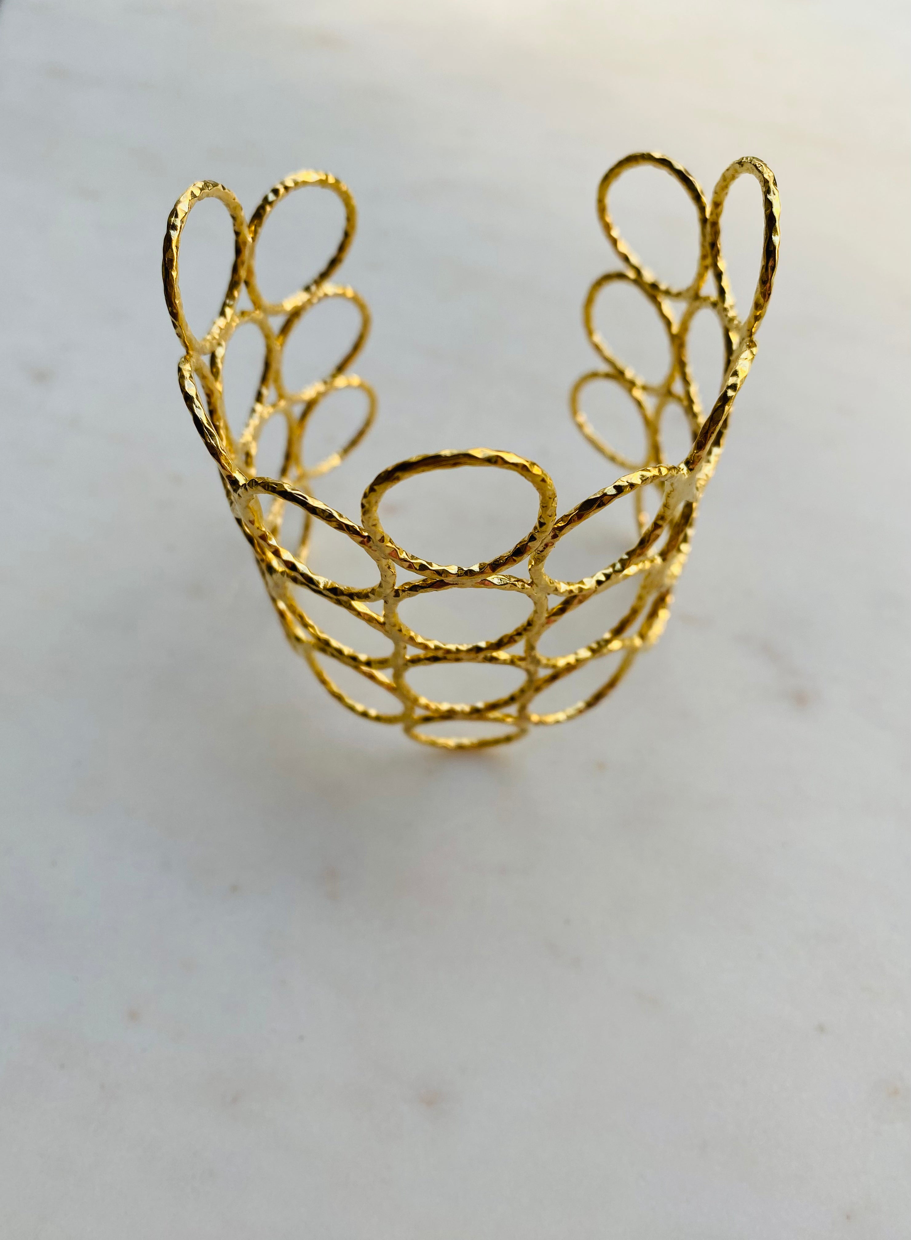 beehive gold bracelet cuff