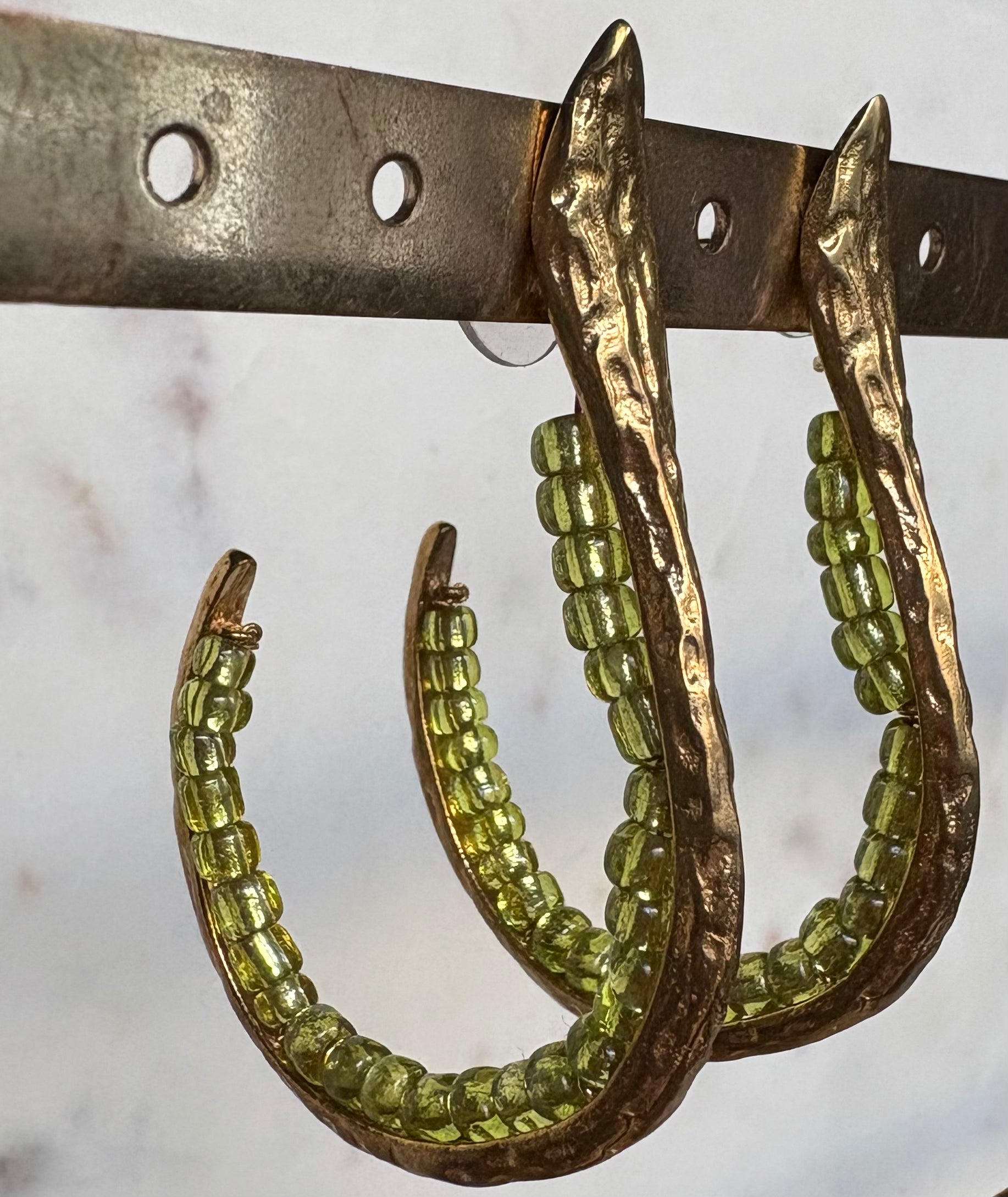 snake design bead hoop earrings