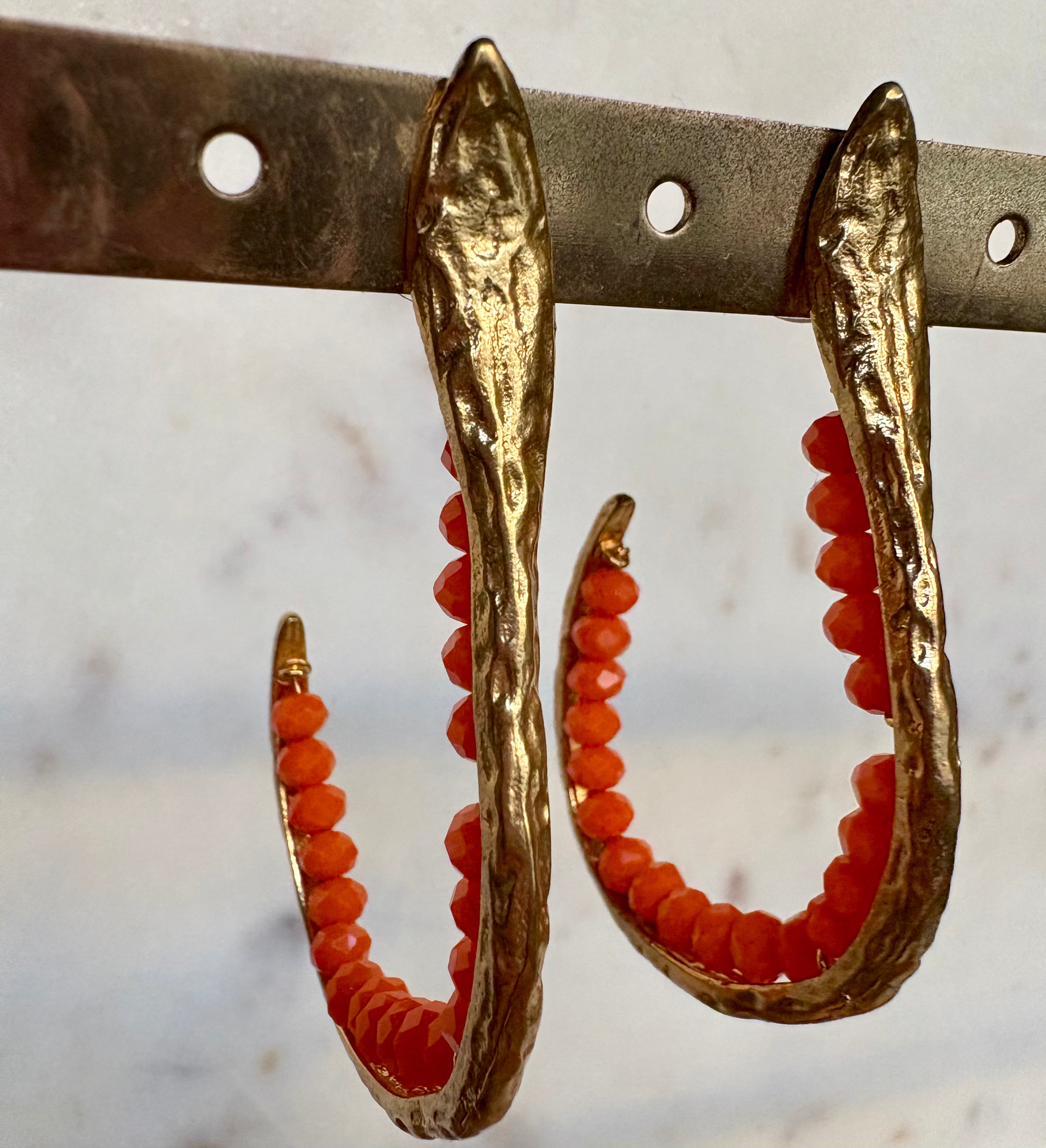 snake design bead hoop earrings