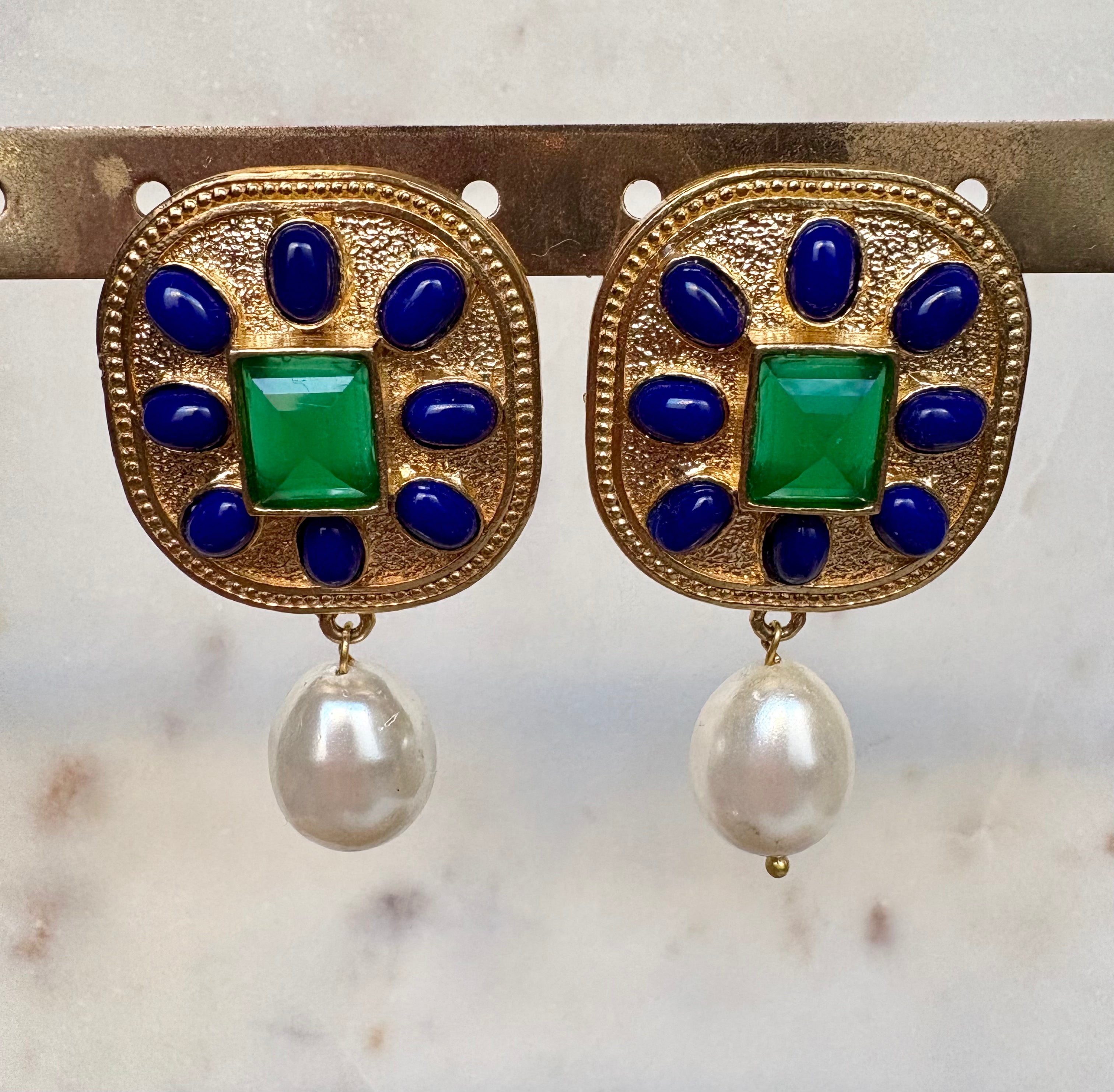 ornament pearl drop earrings