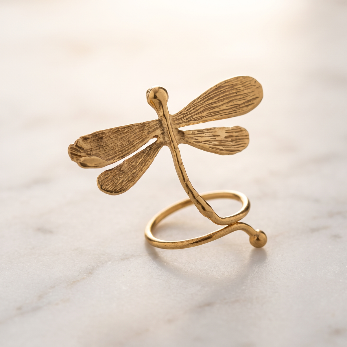 Golden Dragonfly Ring