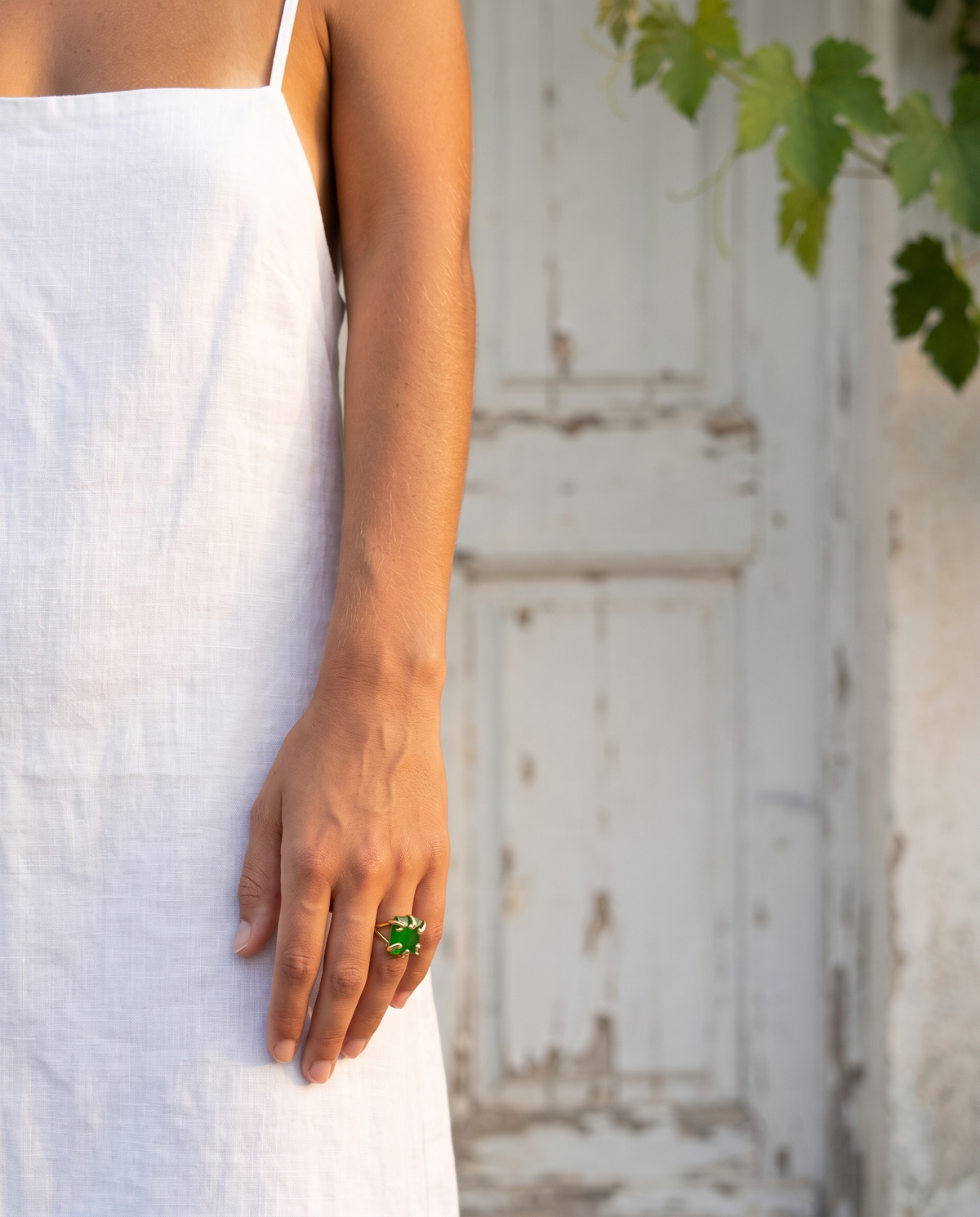 green square gemstone ring
