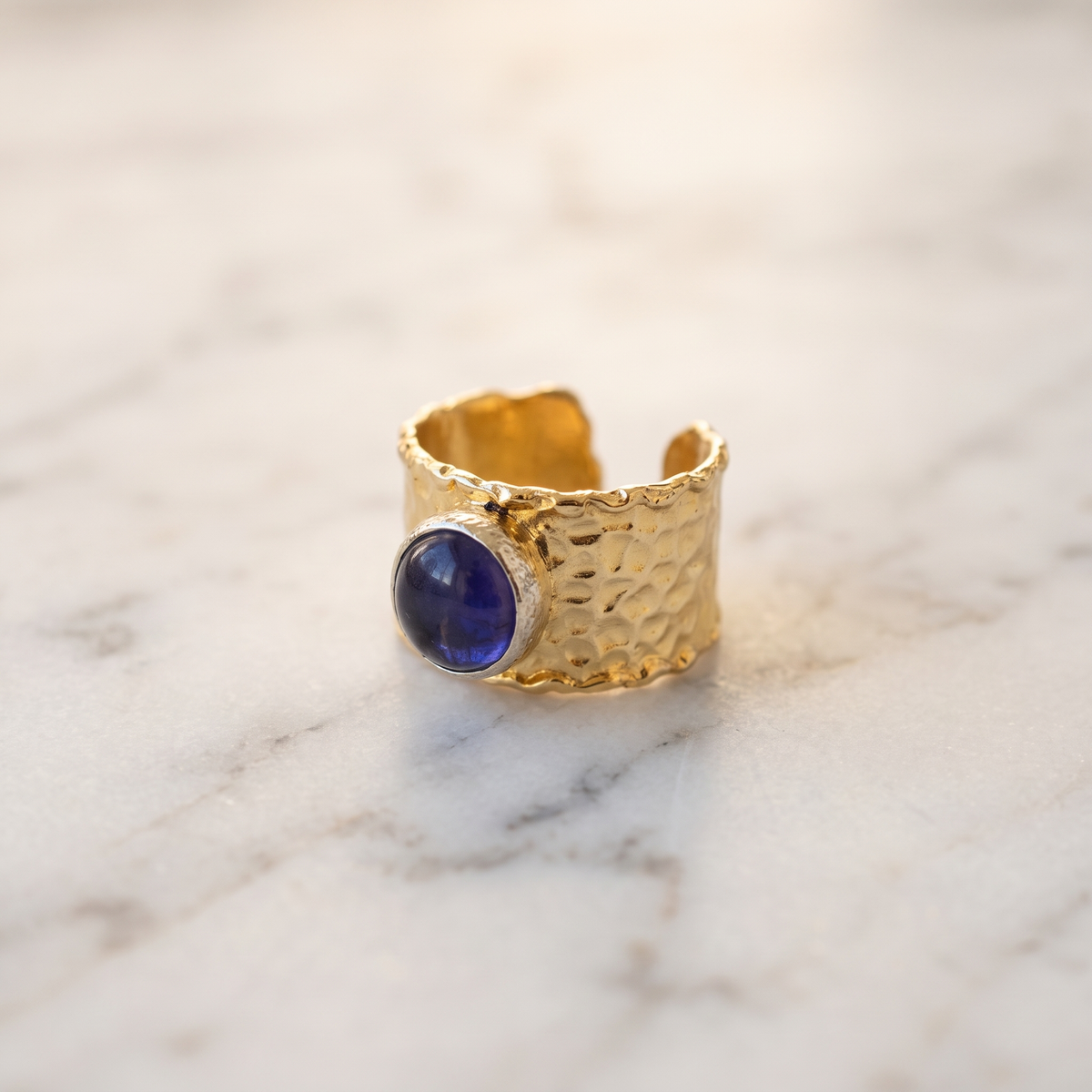 purple stone gold band ring