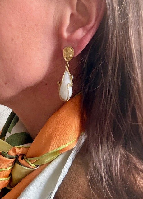 elegant white gemstone drop earrings