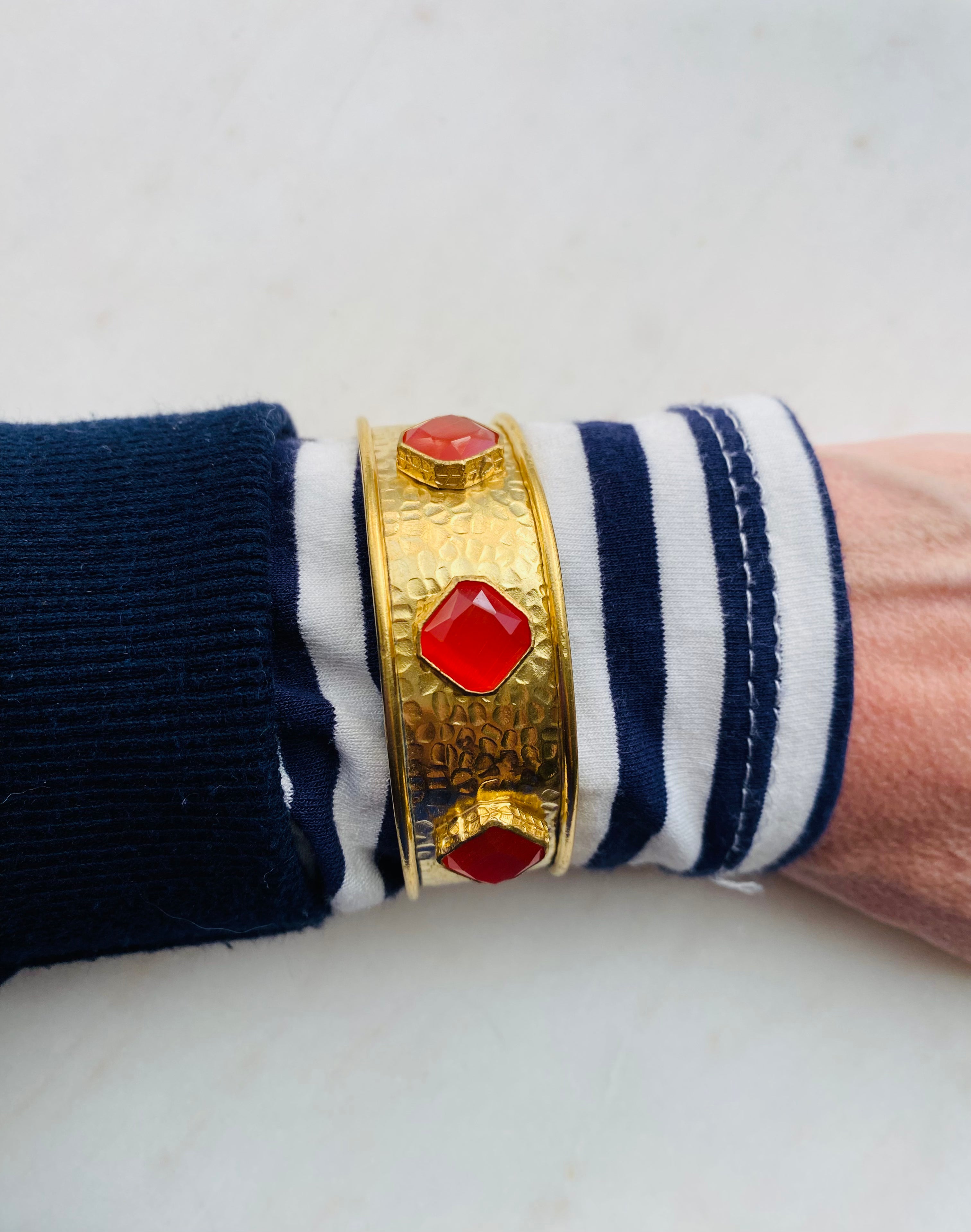 goldhammered bracelet orange gemstones