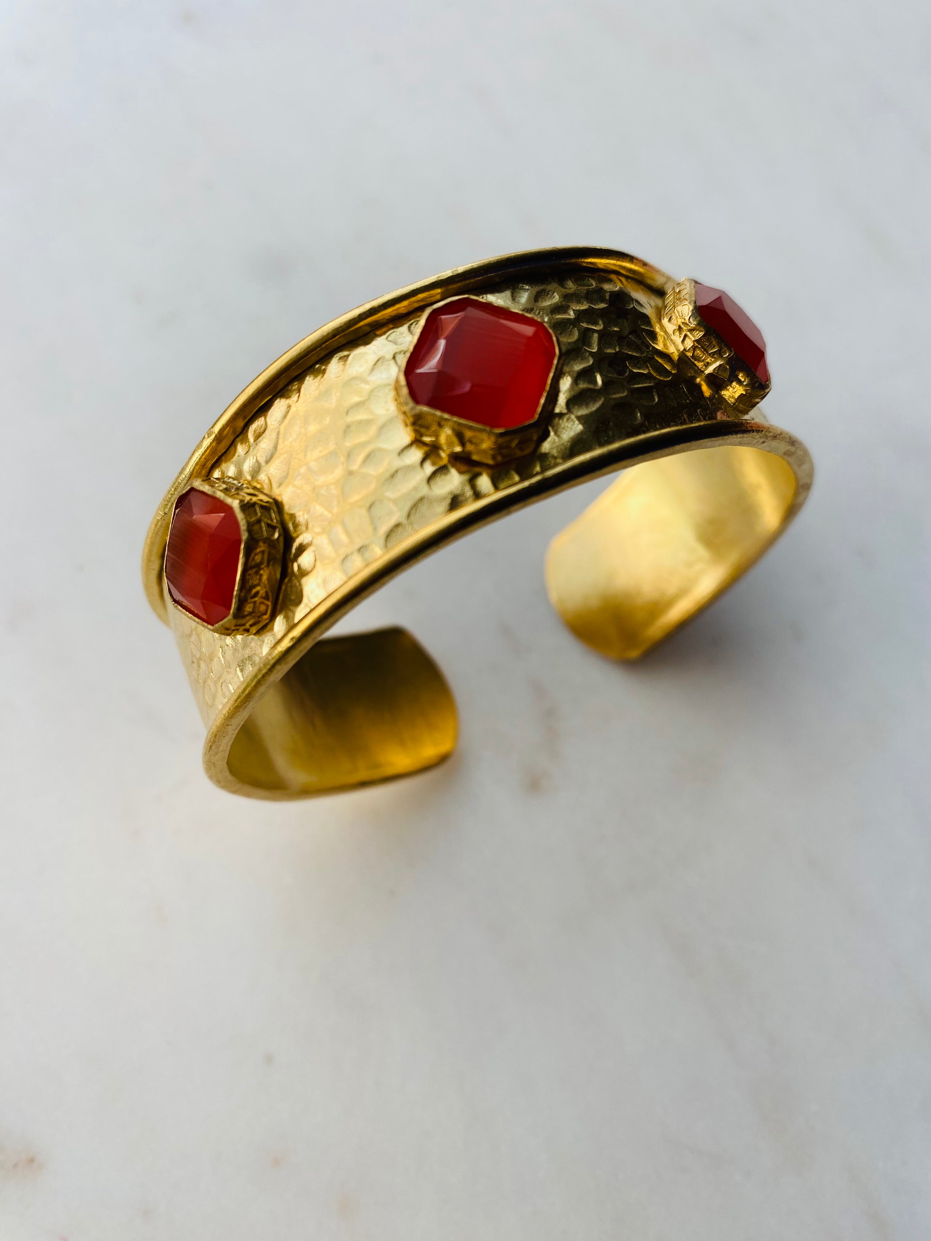 goldhammered bracelet orange gemstones