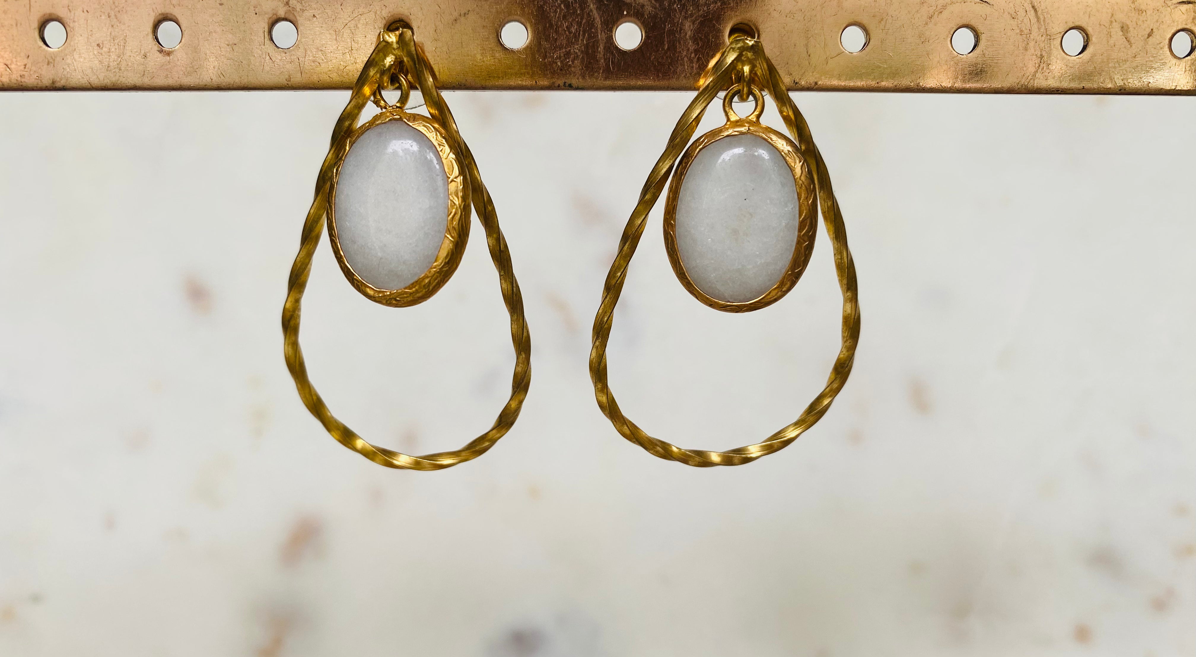 drip shaped gemstone earrings