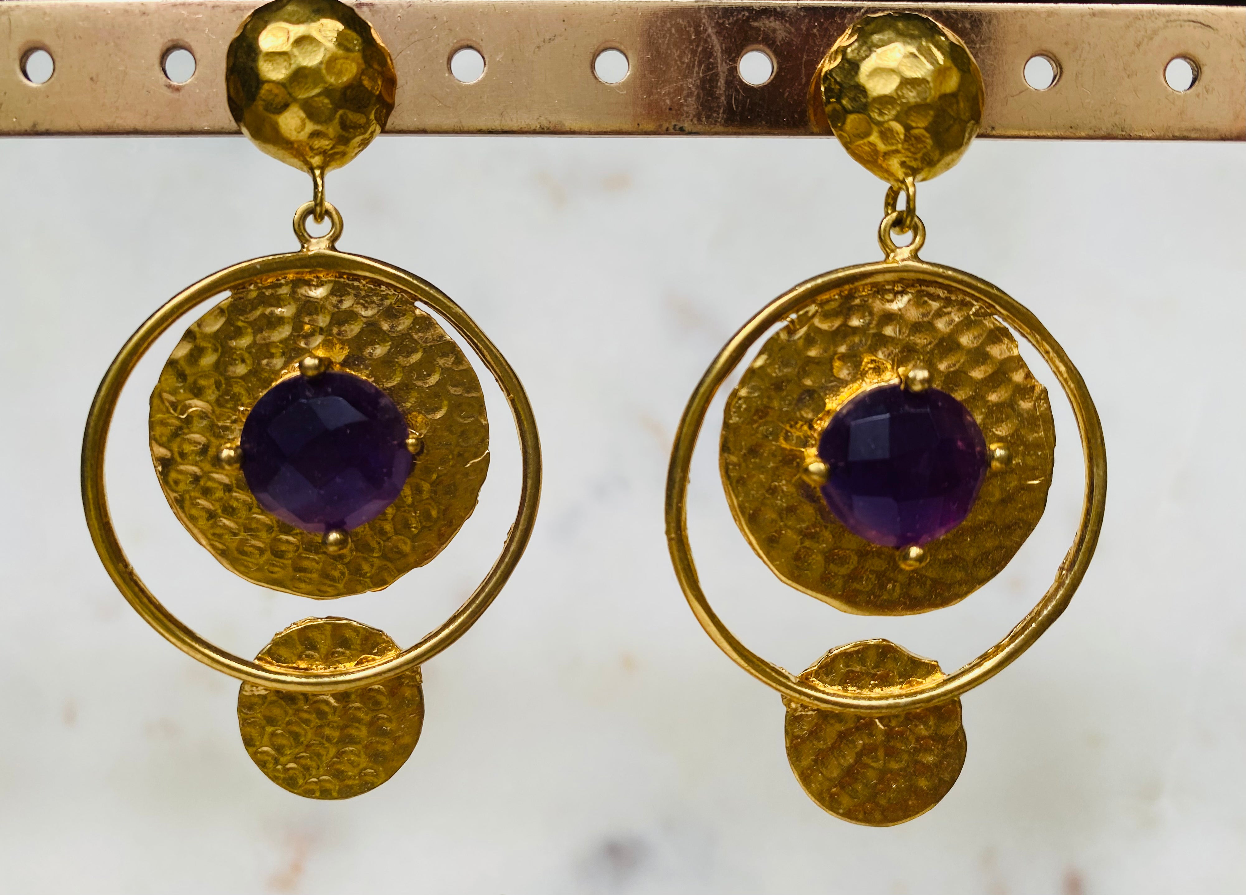 goldhammered dangle earrings