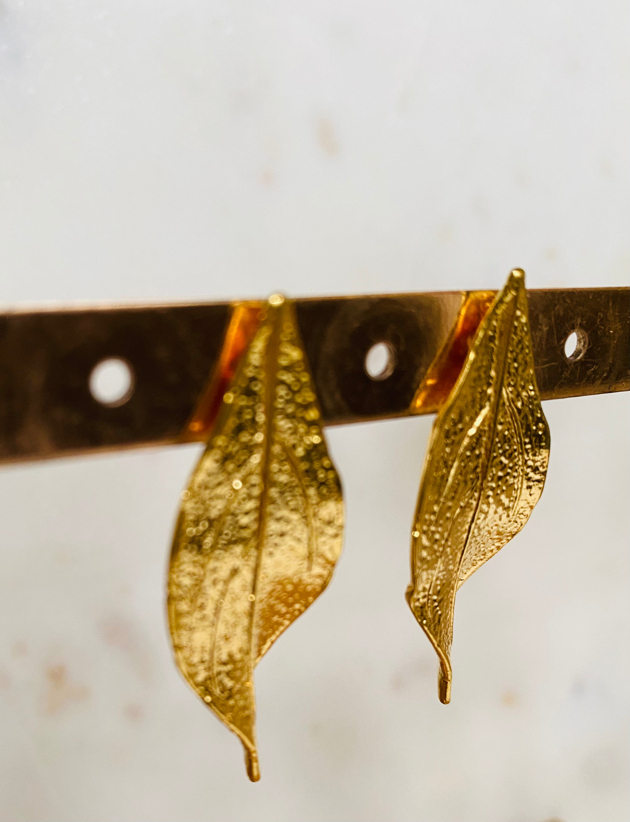 Textured Gold Leaf Stud Earrings