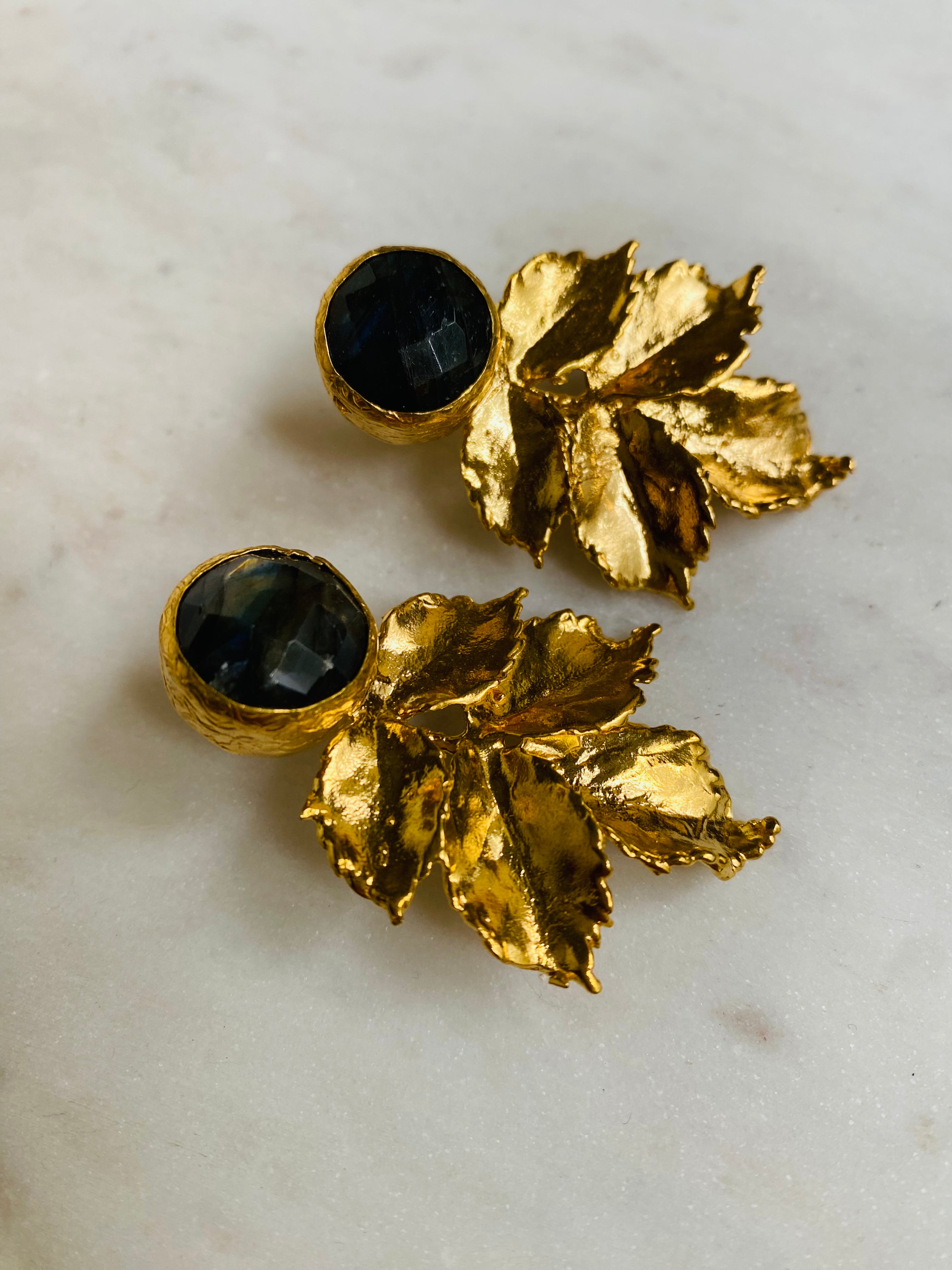 labradorite leaf earrings