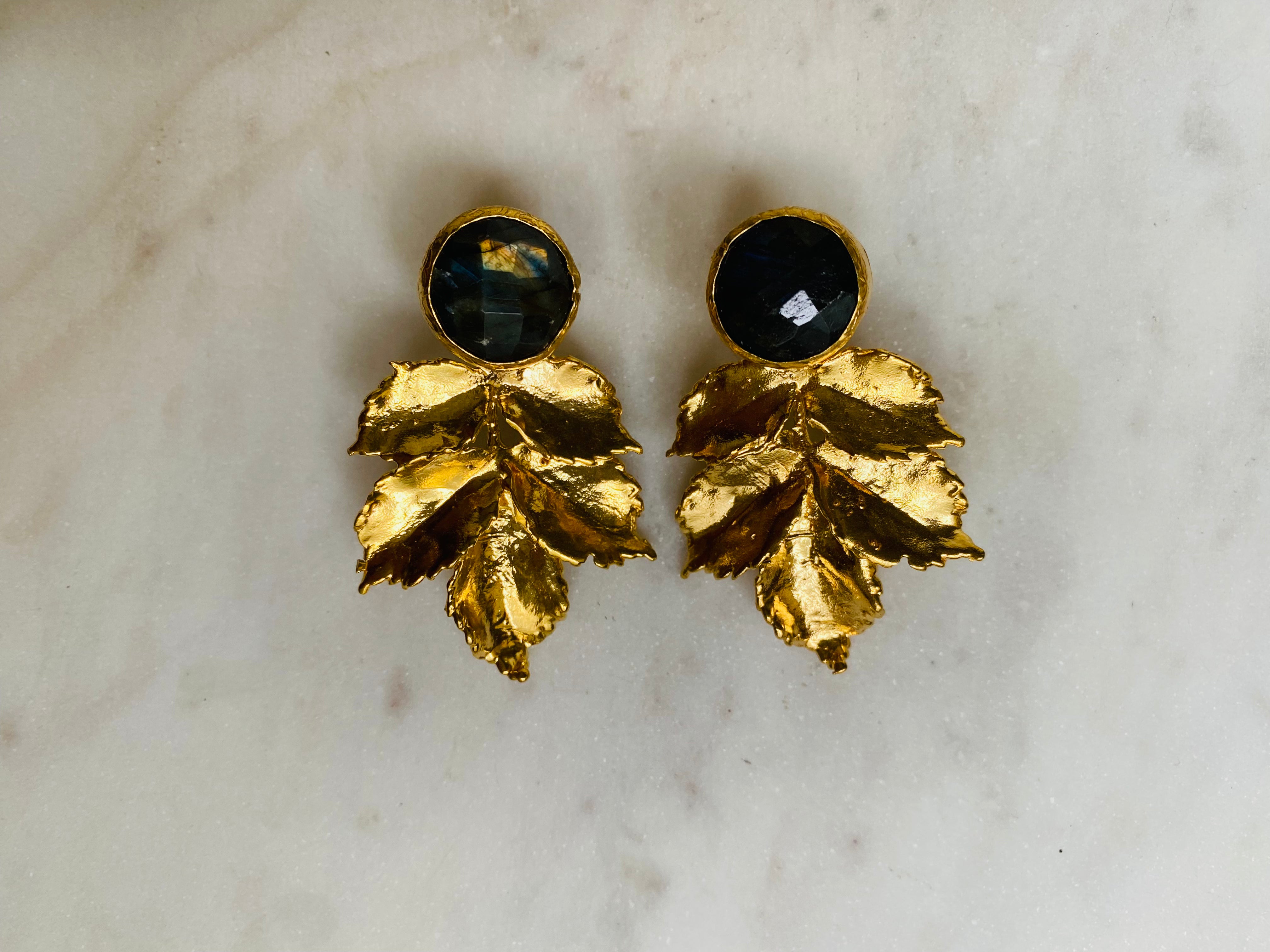 labradorite leaf earrings