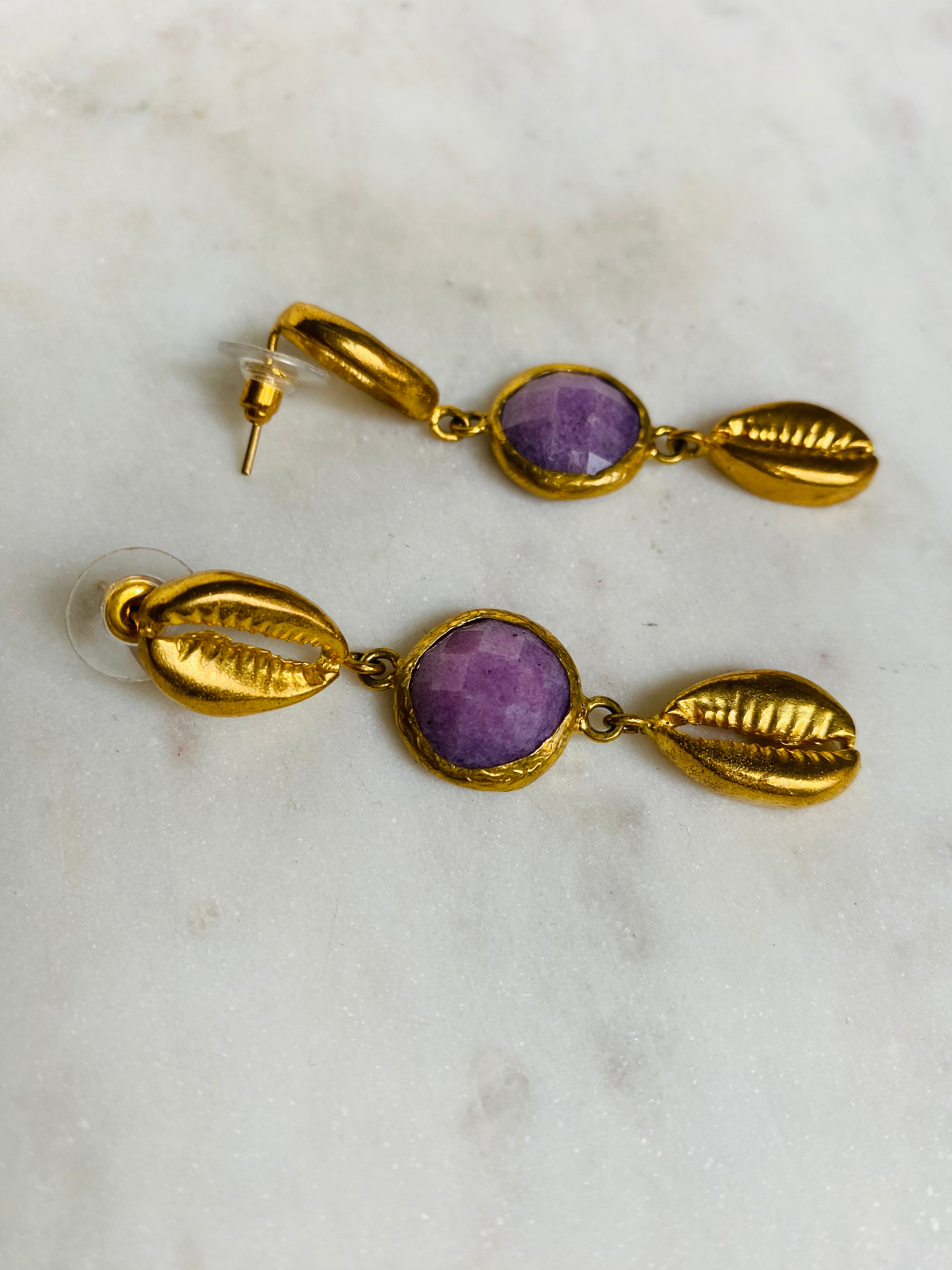 seashell gemstone earrings