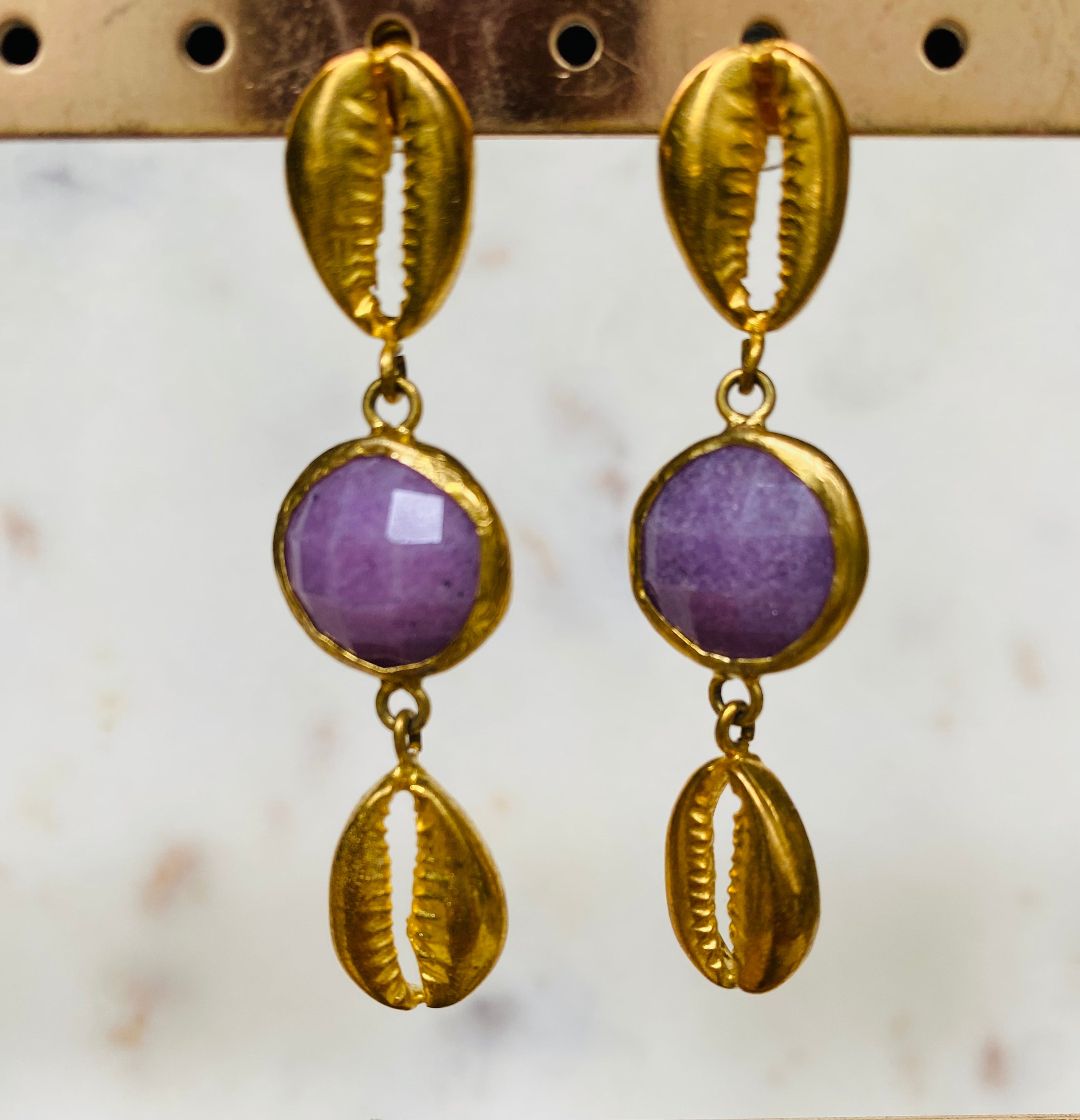 seashell gemstone earrings