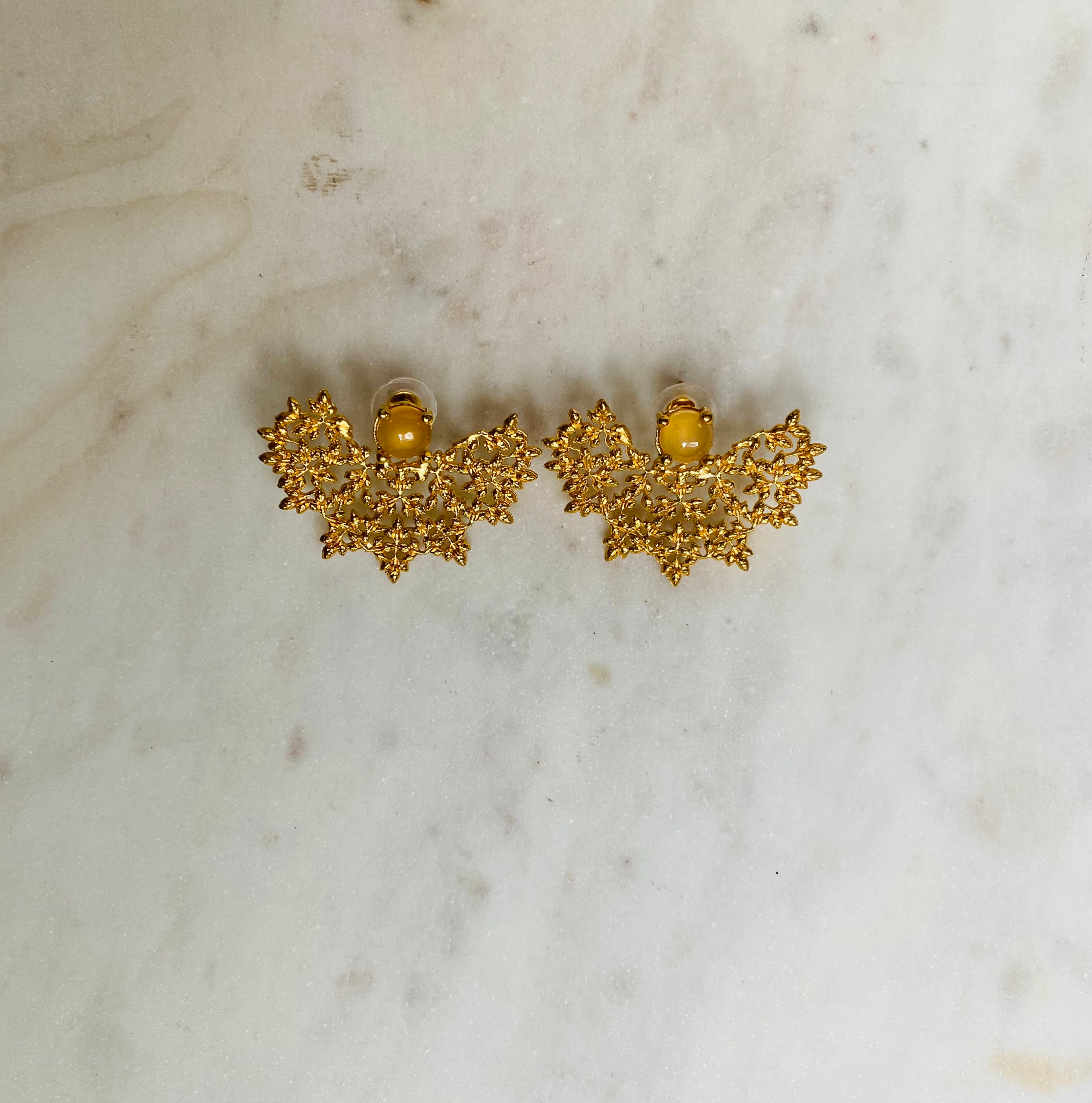 gold textured design earrings