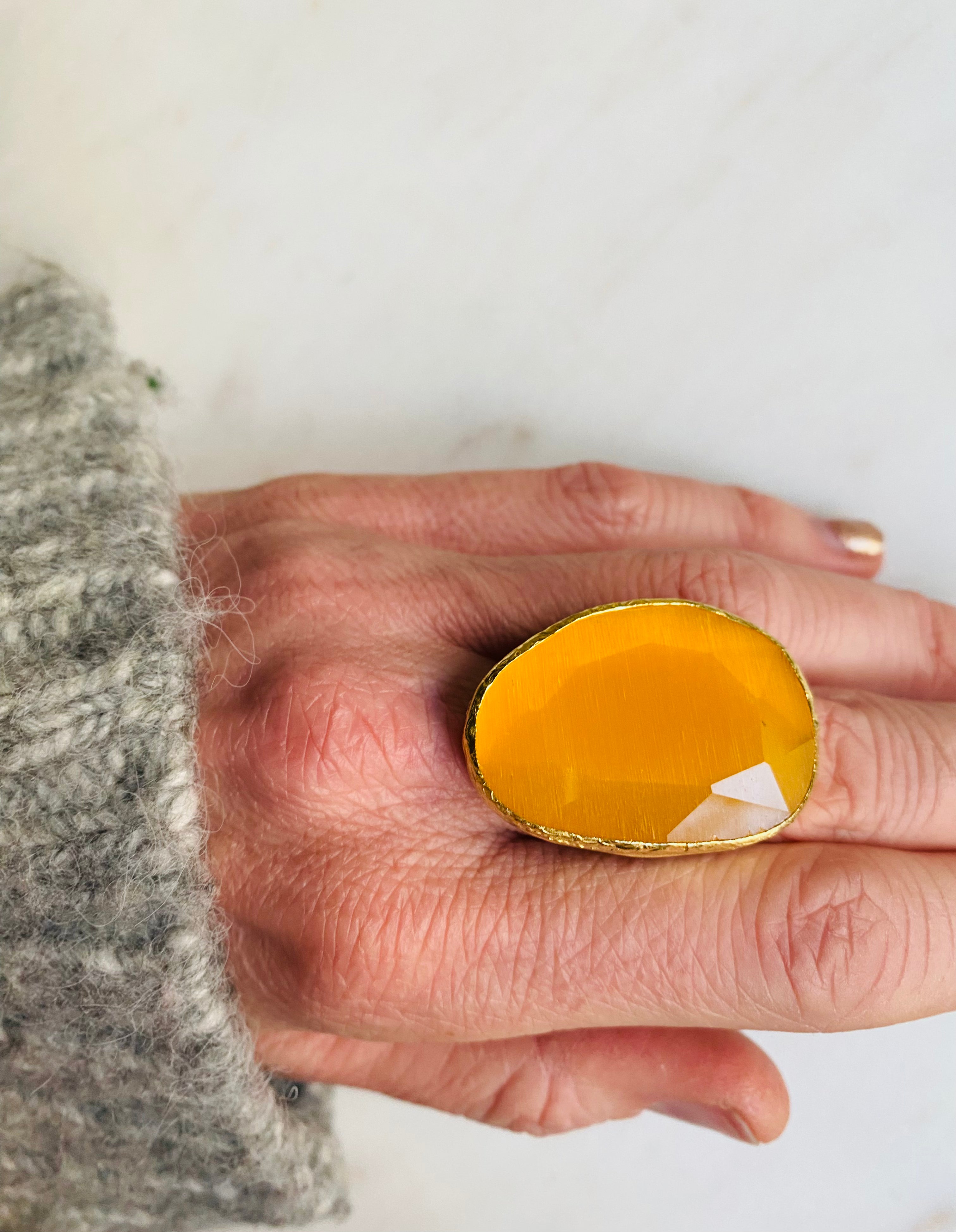 chunky yellow gemstone ring