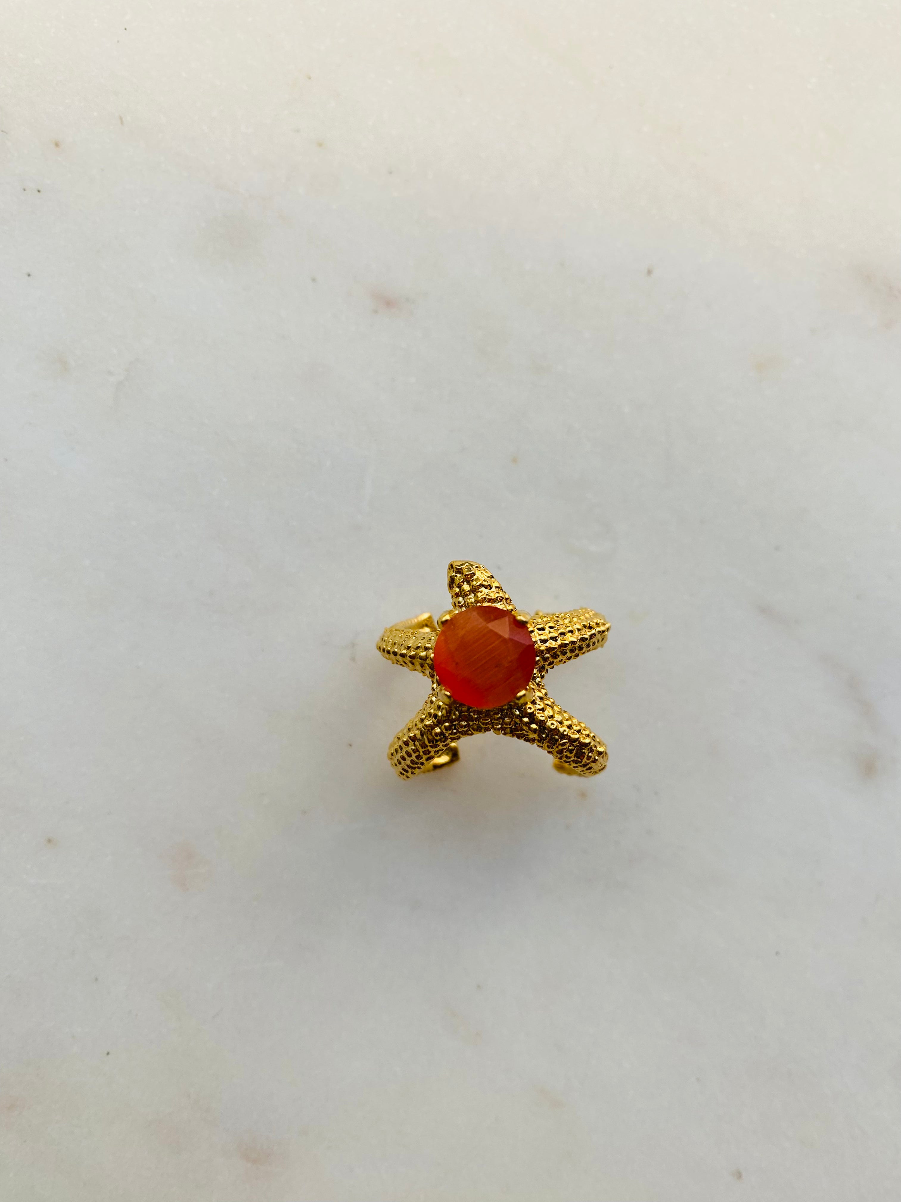 starfish gemstone ring