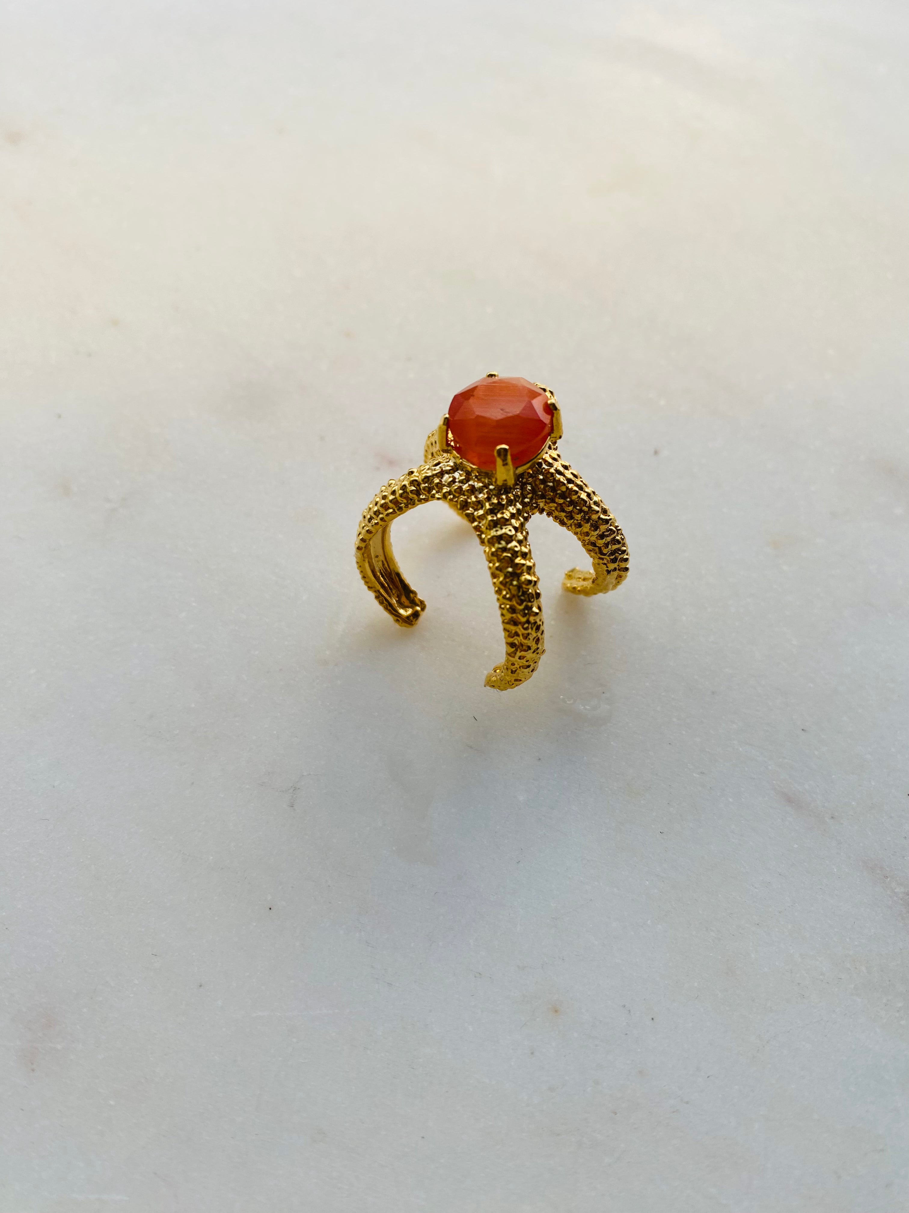 starfish gemstone ring